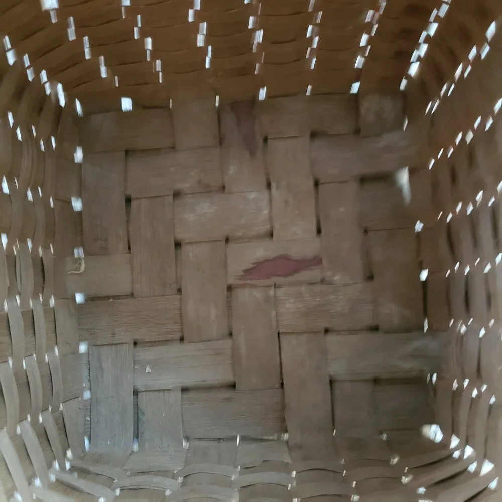 Antique Square To Round Splint Basket Bent Wood Swing Handle